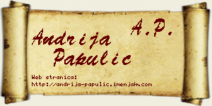 Andrija Papulić vizit kartica